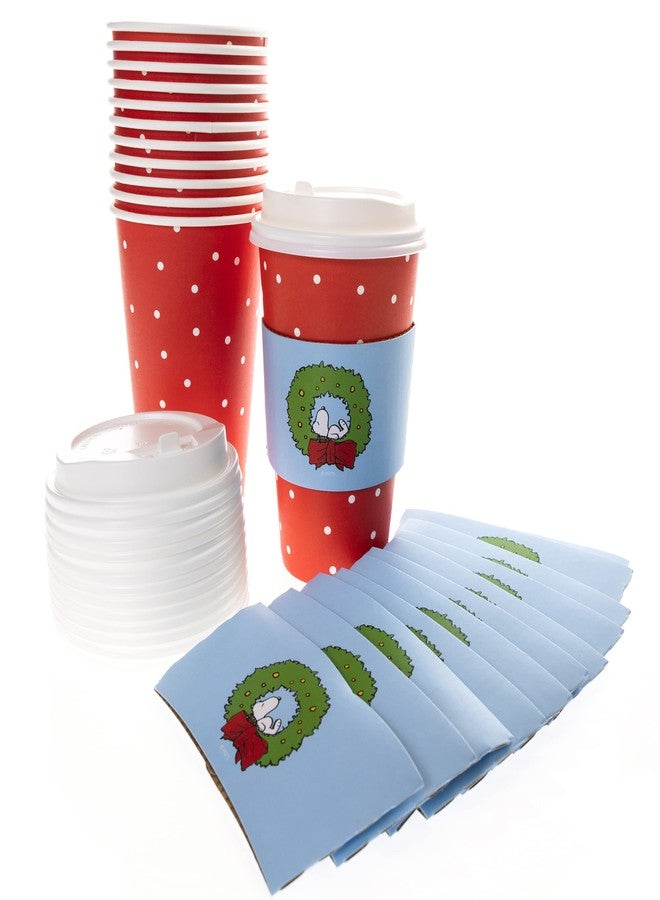 جرافيك مجموعة أكواب قهوة جرافيك للاستخدام مرة واحدة، 12 كوبًا - بتصميم سنوبي المرح والبهجة - سعة 16 أونصة، مع أغطية - مثالية للسفر والمنزل والحفلات وغيرها - Image 2